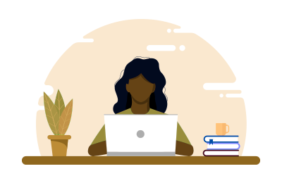 Woman at desk illustration